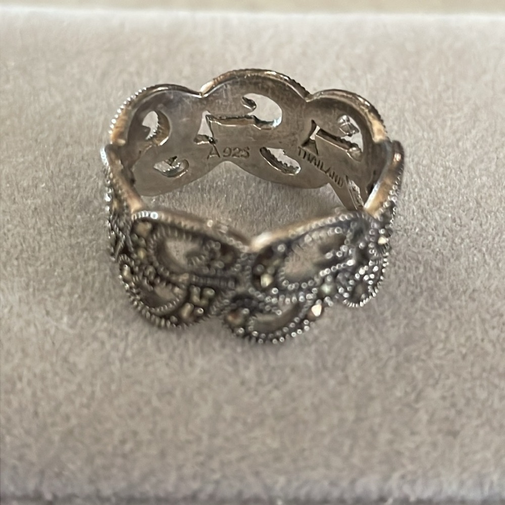 925 Sterling Silver Marcasite Initial Script G Ba… - image 5